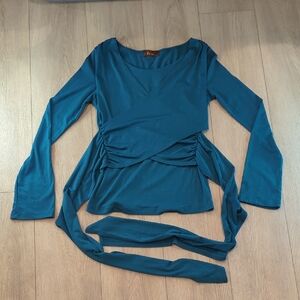 Teal Criss Cross Bow Back Top
